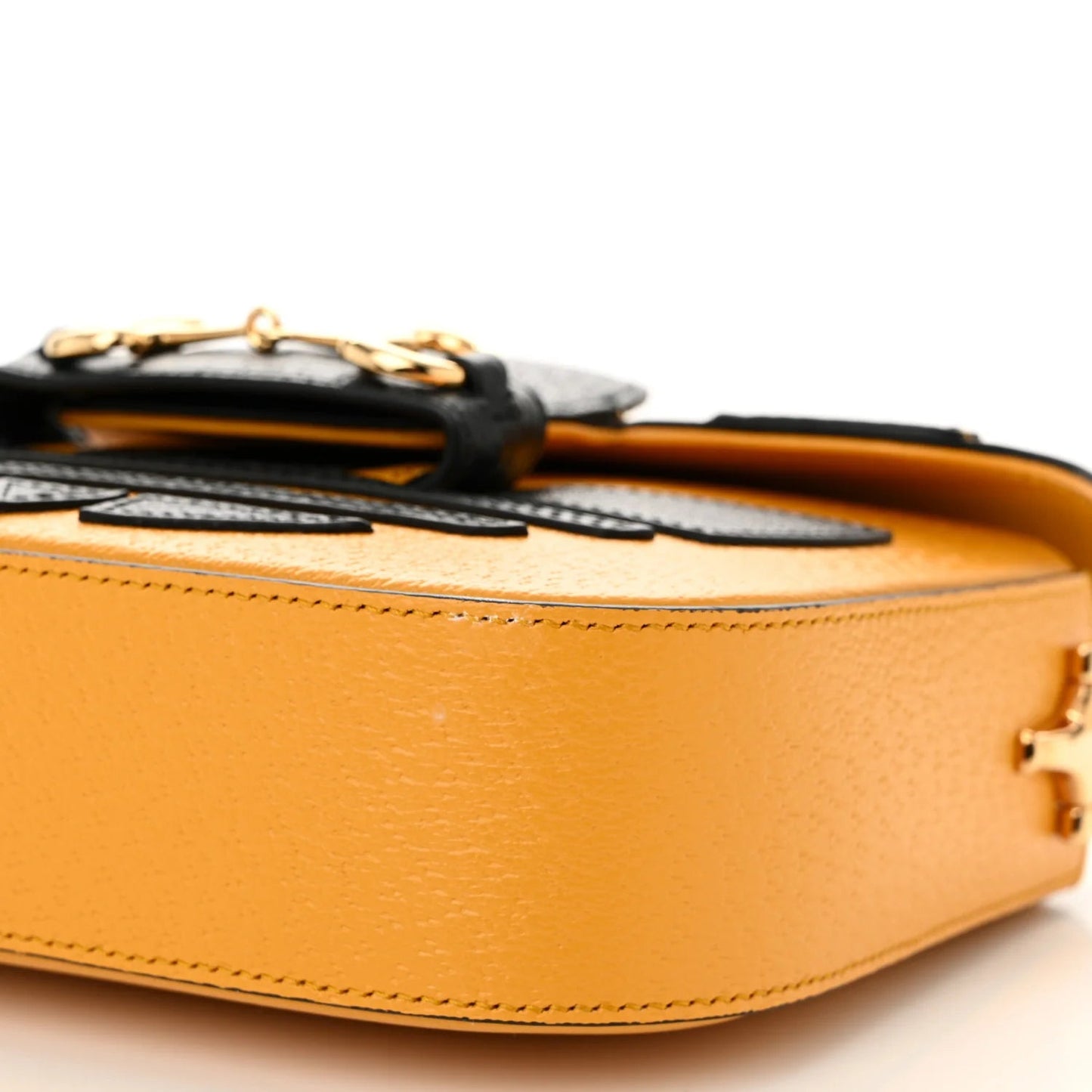 X adidas Textured Dollar Calfskin Web Trefoil Mini Horsebit 1955 Shoulder Bag Crop Black