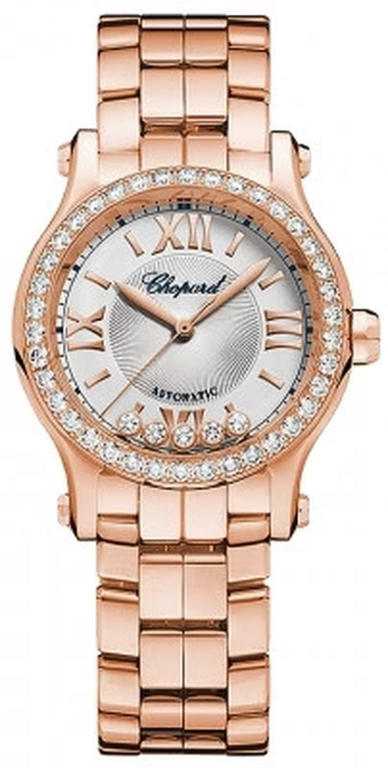 '- Happy Sport Automatic - round Mini 30Mm - Rose Gold and Diamonds