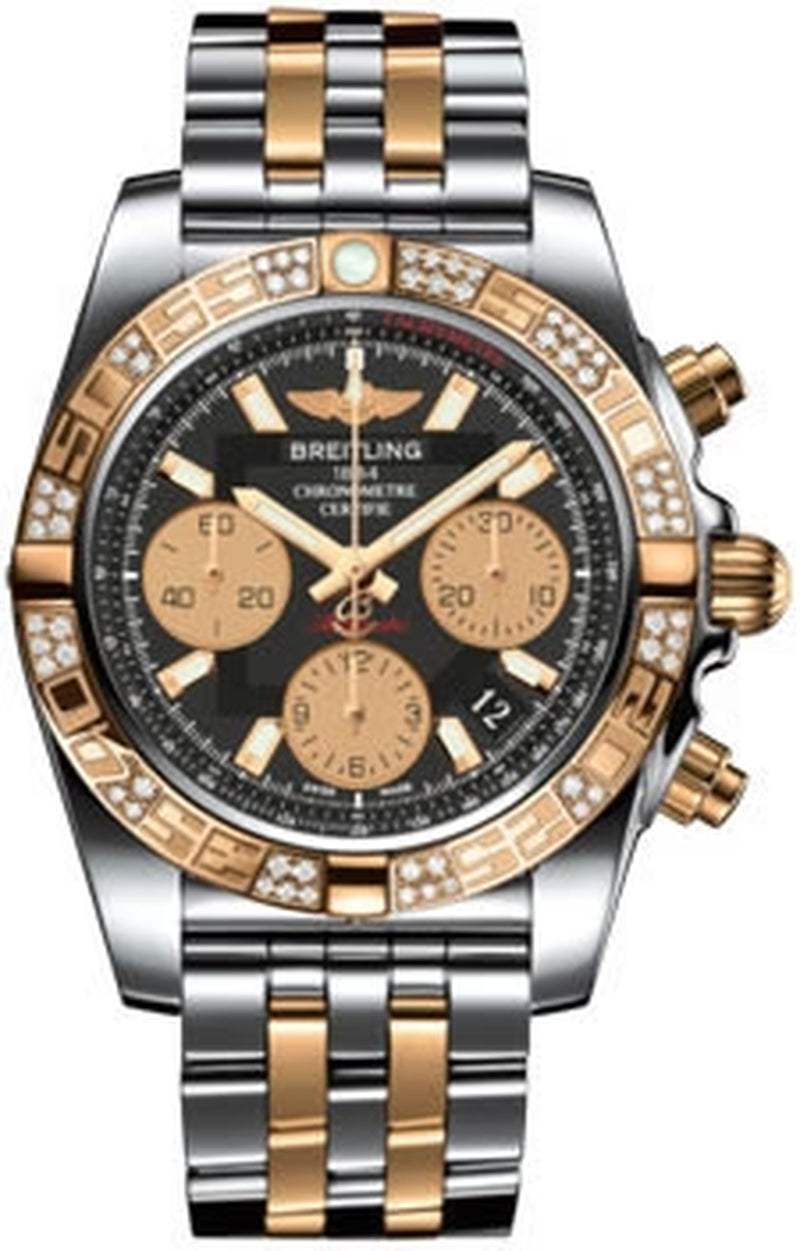 '- Chronomat 41 Steel and Gold Diamond Bezel - Steel and Gold Pilot Bracelet