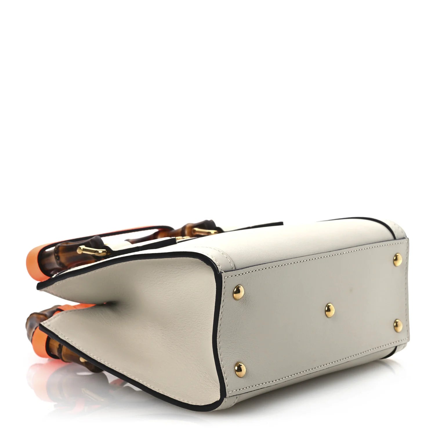 Wonka Grain Calfskin Mini Diana Tote Bag Mystic White Orange Fluo