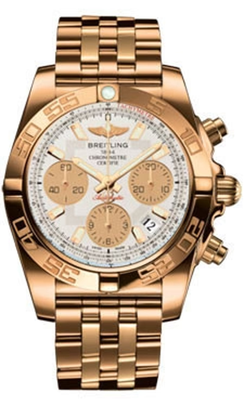 '- Chronomat 41 Rose Gold Polished Bezel - Pilot Bracelet