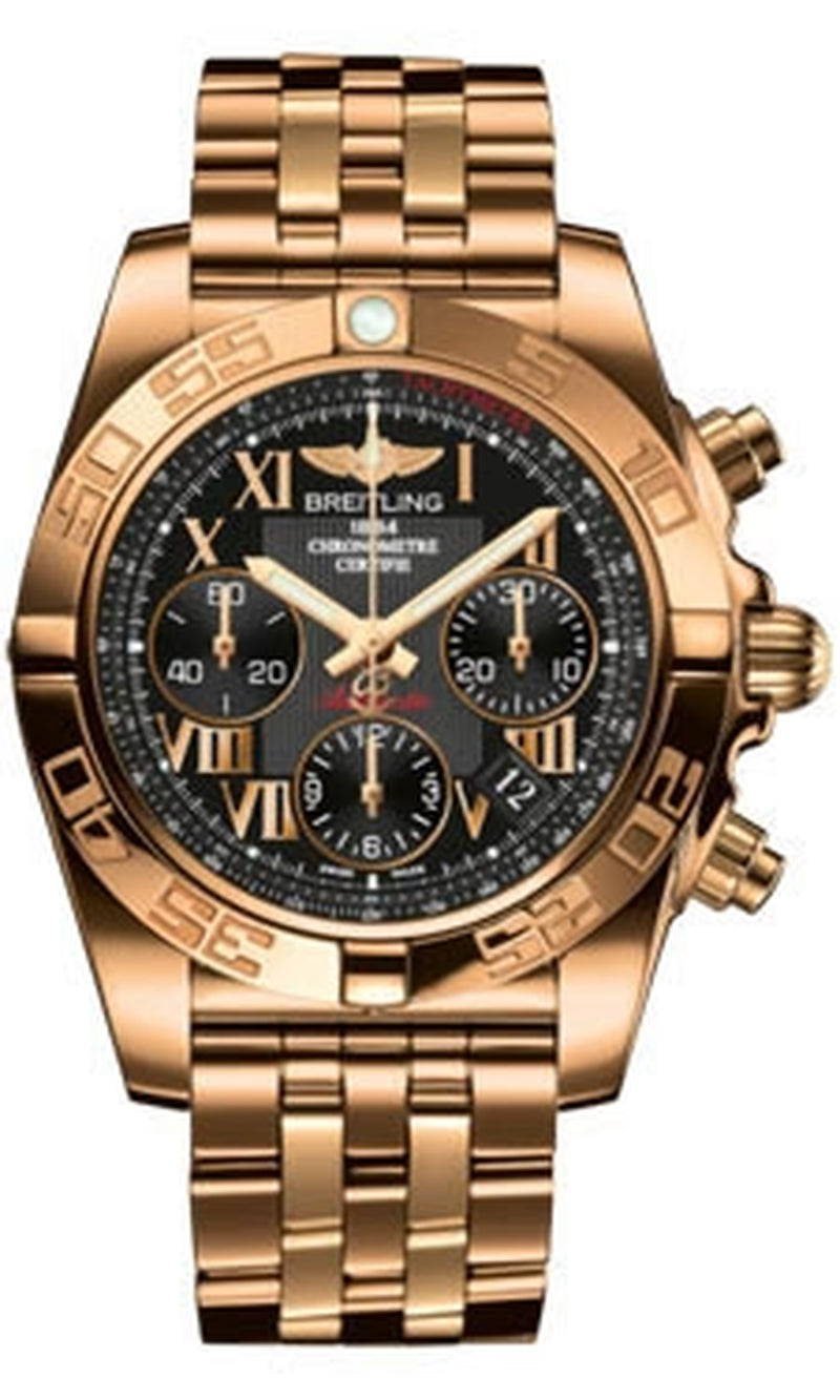 '- Chronomat 41 Rose Gold Polished Bezel - Pilot Bracelet