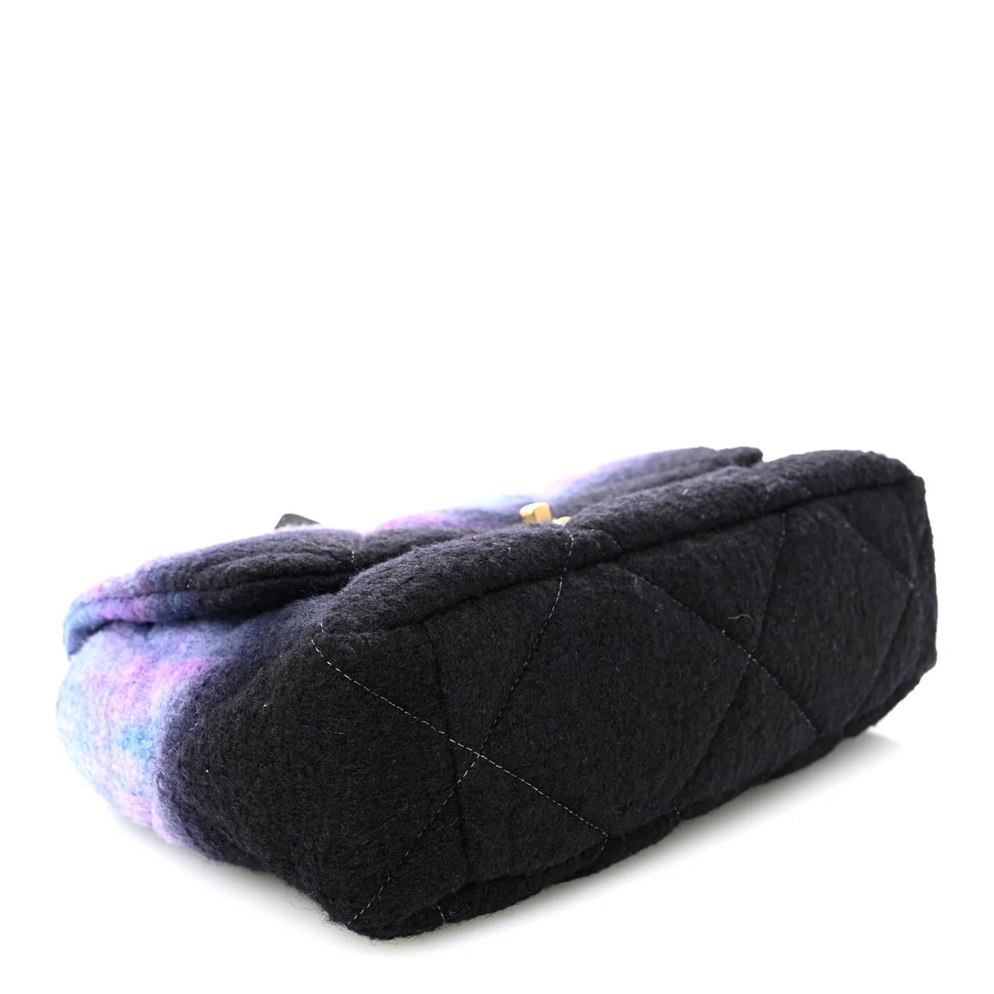 Wool Tweed Quilted Large  19 Flap Purple Black Blue