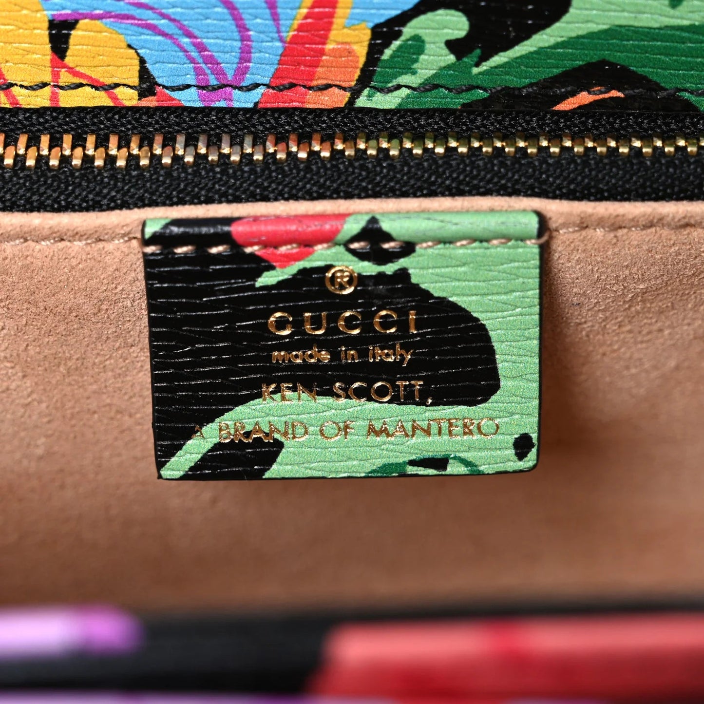 X KEN SCOTT New Shangai Calfskin Jenny Floral Print Horsebit 1955 Shoulder Bag Black Pink