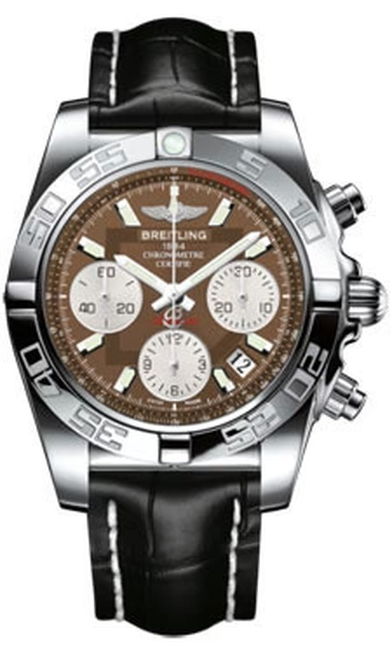 '- Chronomat 41 Steel Polished Bezel - Croco Strap