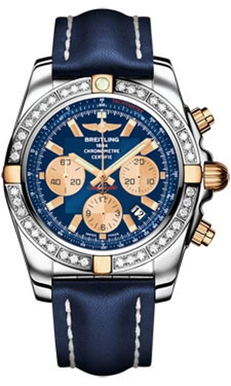 '- Chronomat 44 Two-Tone 40 Diamond Bezel - Leather Strap