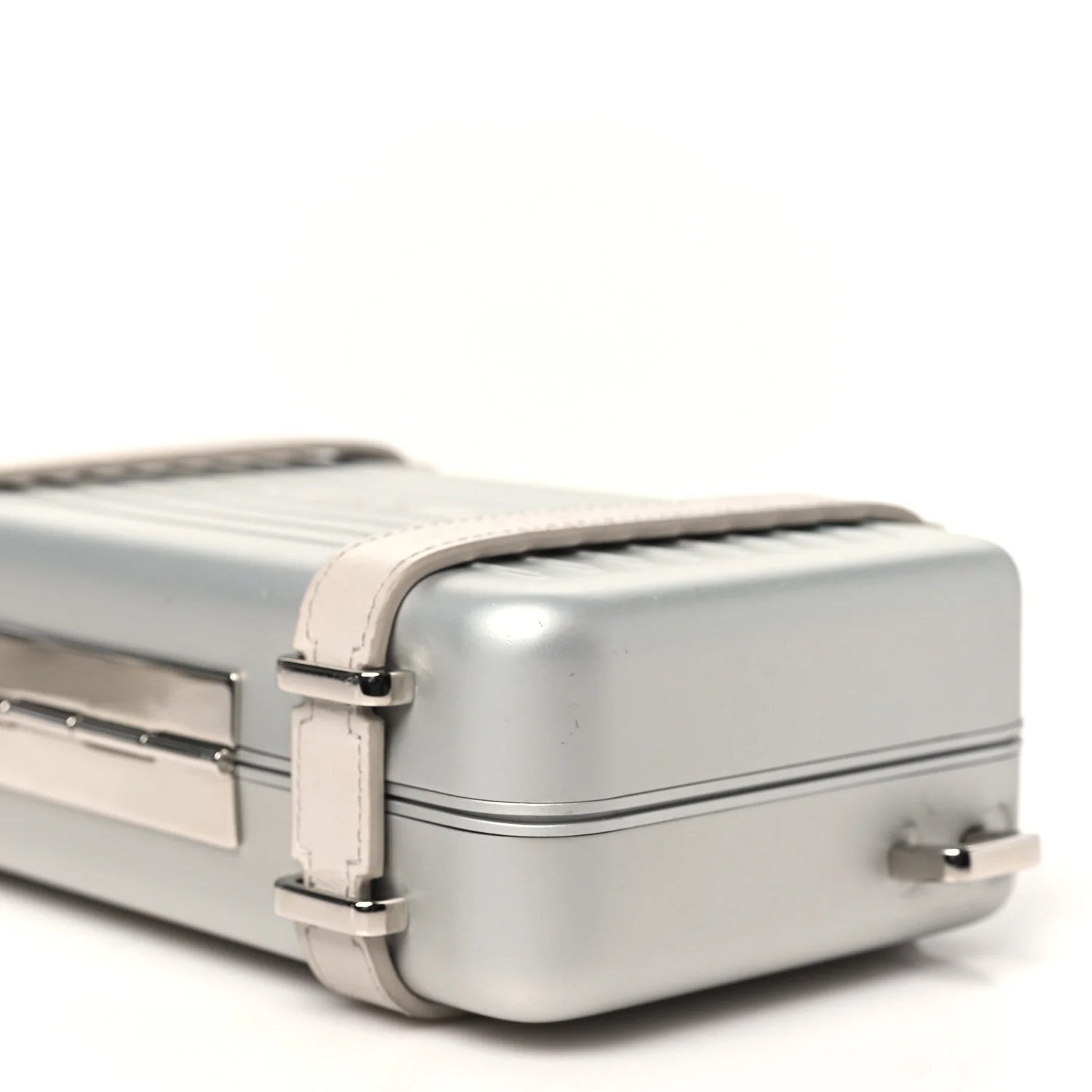 X RIMOWA Aluminum Personal Clutch on Strap Silver