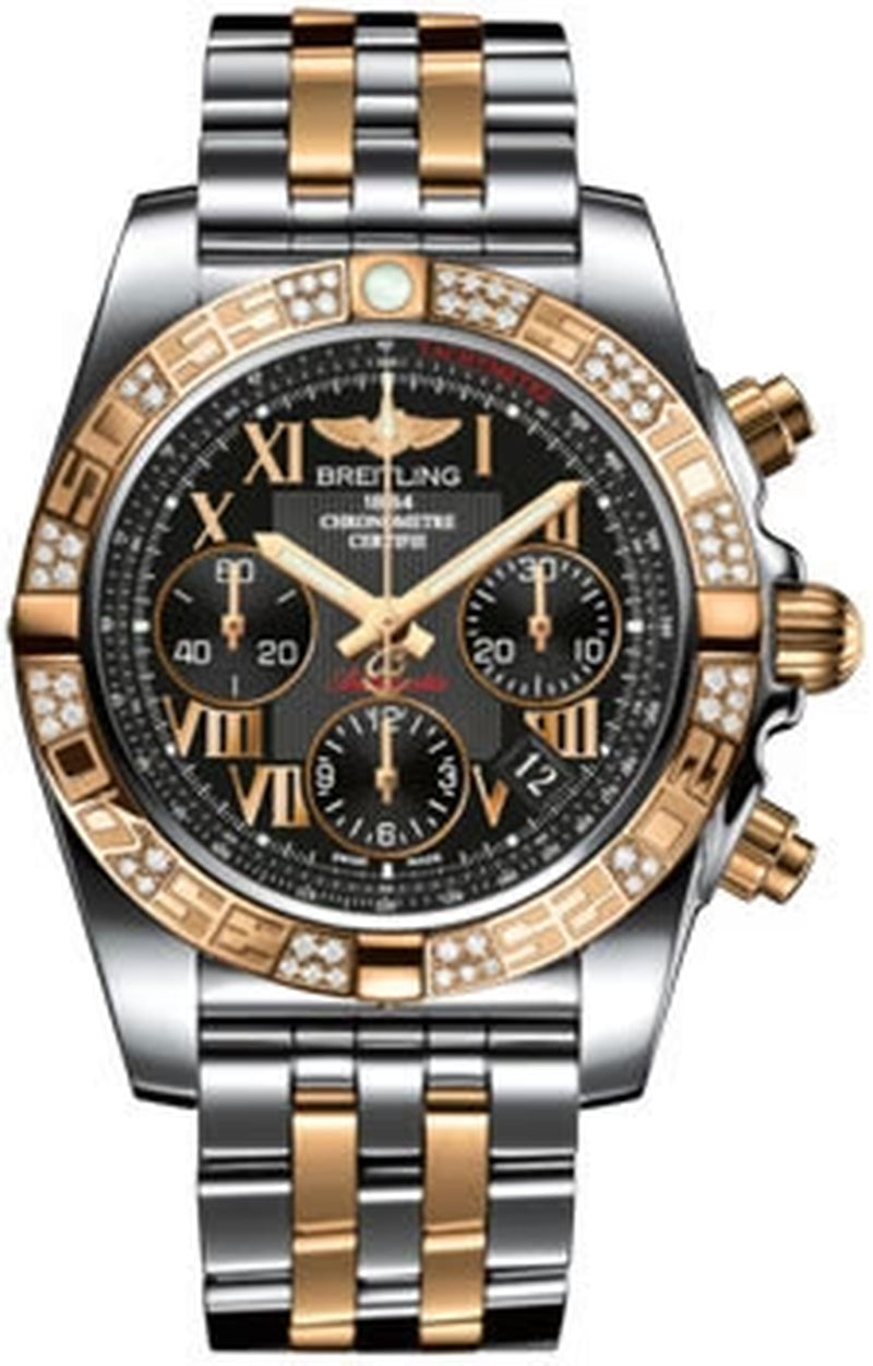 '- Chronomat 41 Steel and Gold Diamond Bezel - Steel and Gold Pilot Bracelet
