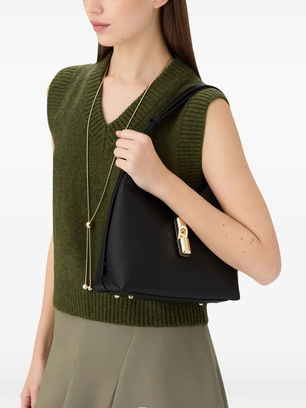 " GOCCIA" NIGHT CALF LEATHER SMALL HOBO BAG