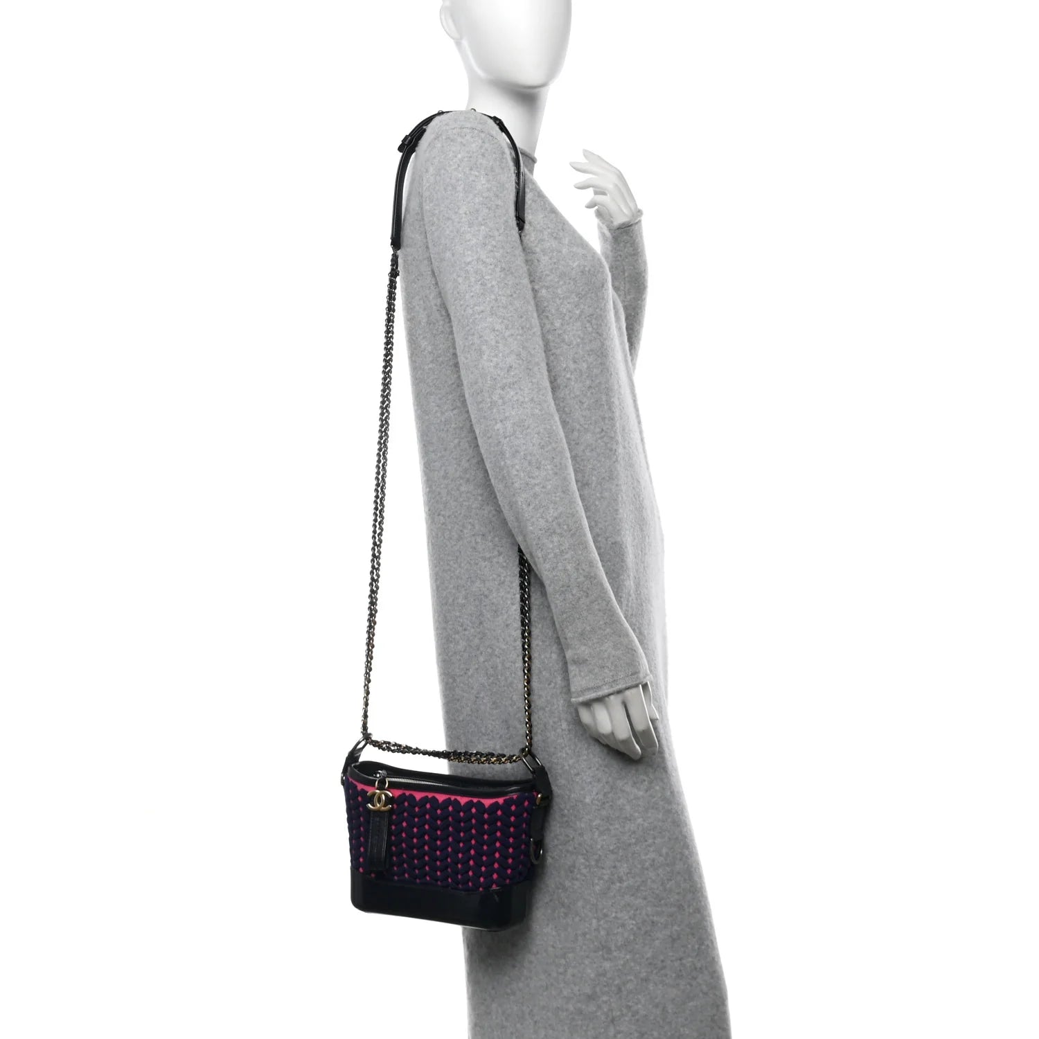 Wool Calfskin Small Gabrielle Hobo Dark Navy