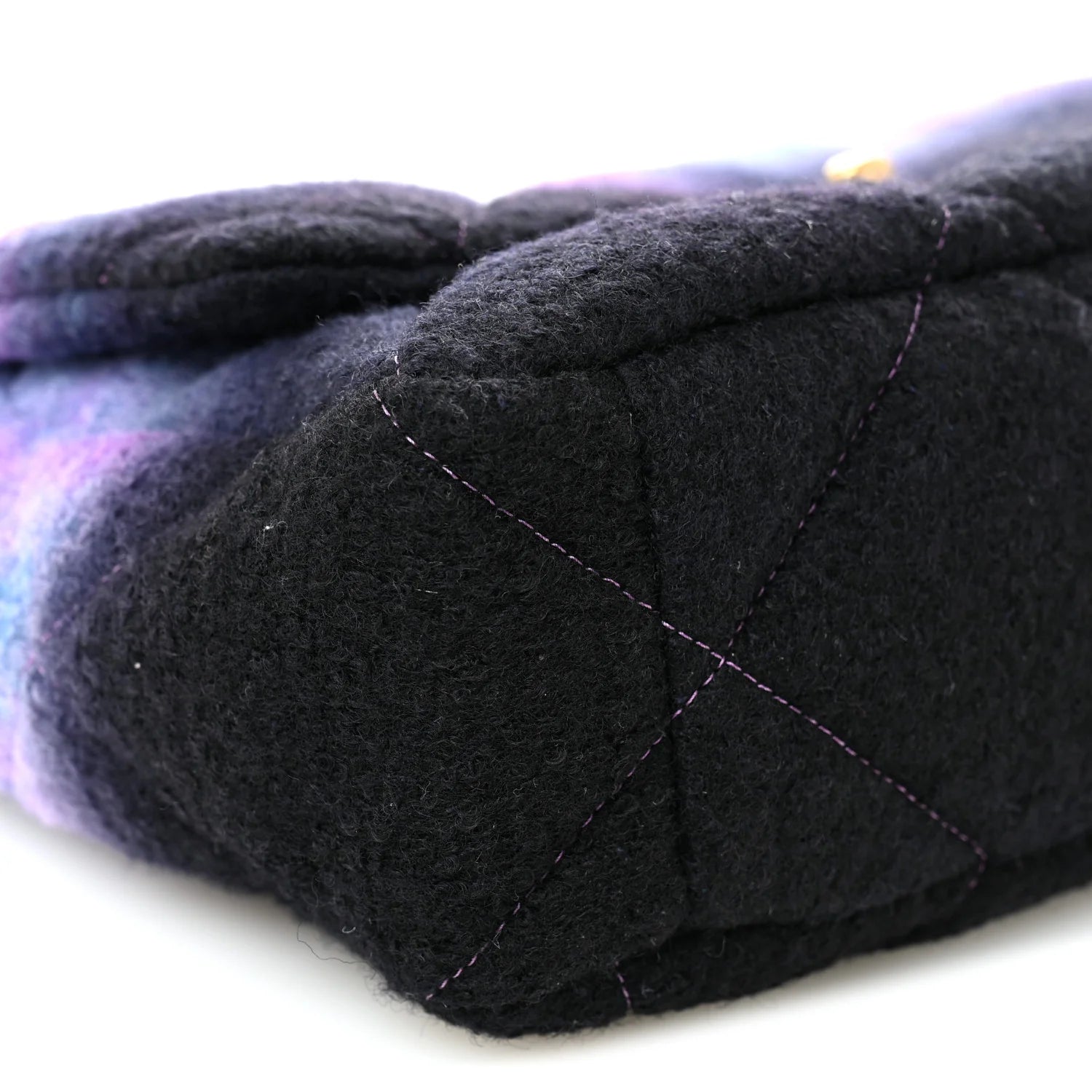 Wool Tweed Quilted Large  19 Flap Purple Black Blue