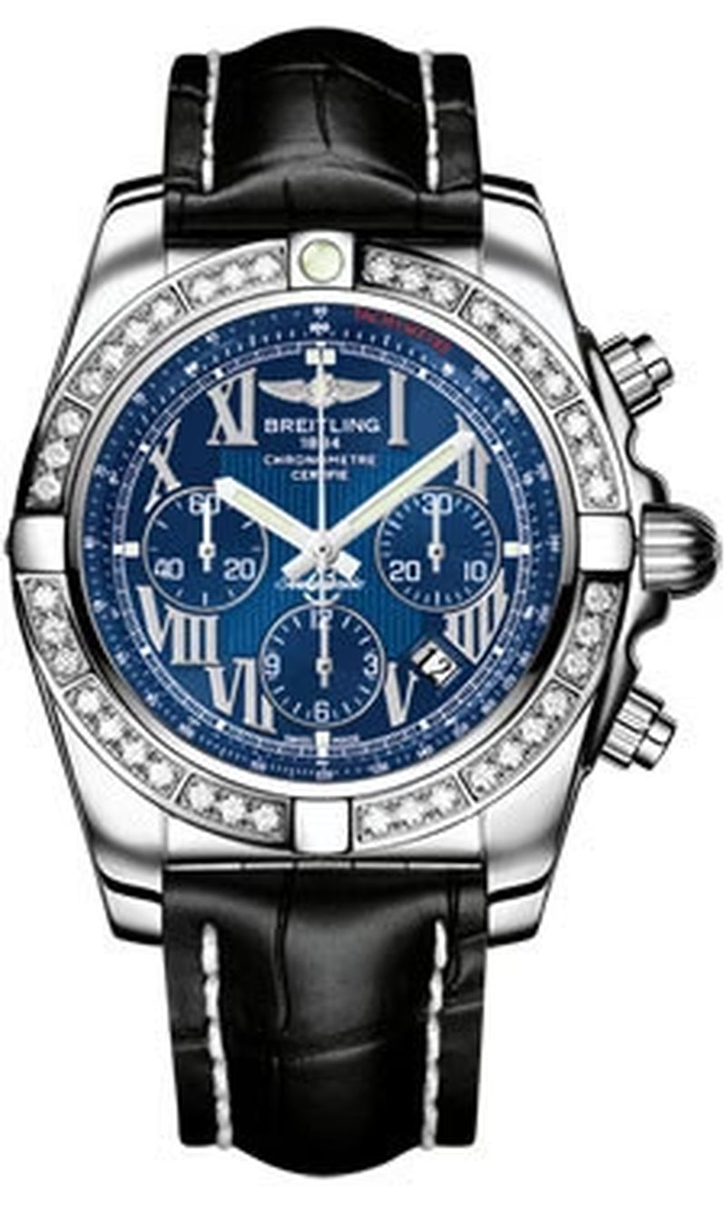 '- Chronomat 44 Steel 40 Diamond Bezel - Croco Strap
