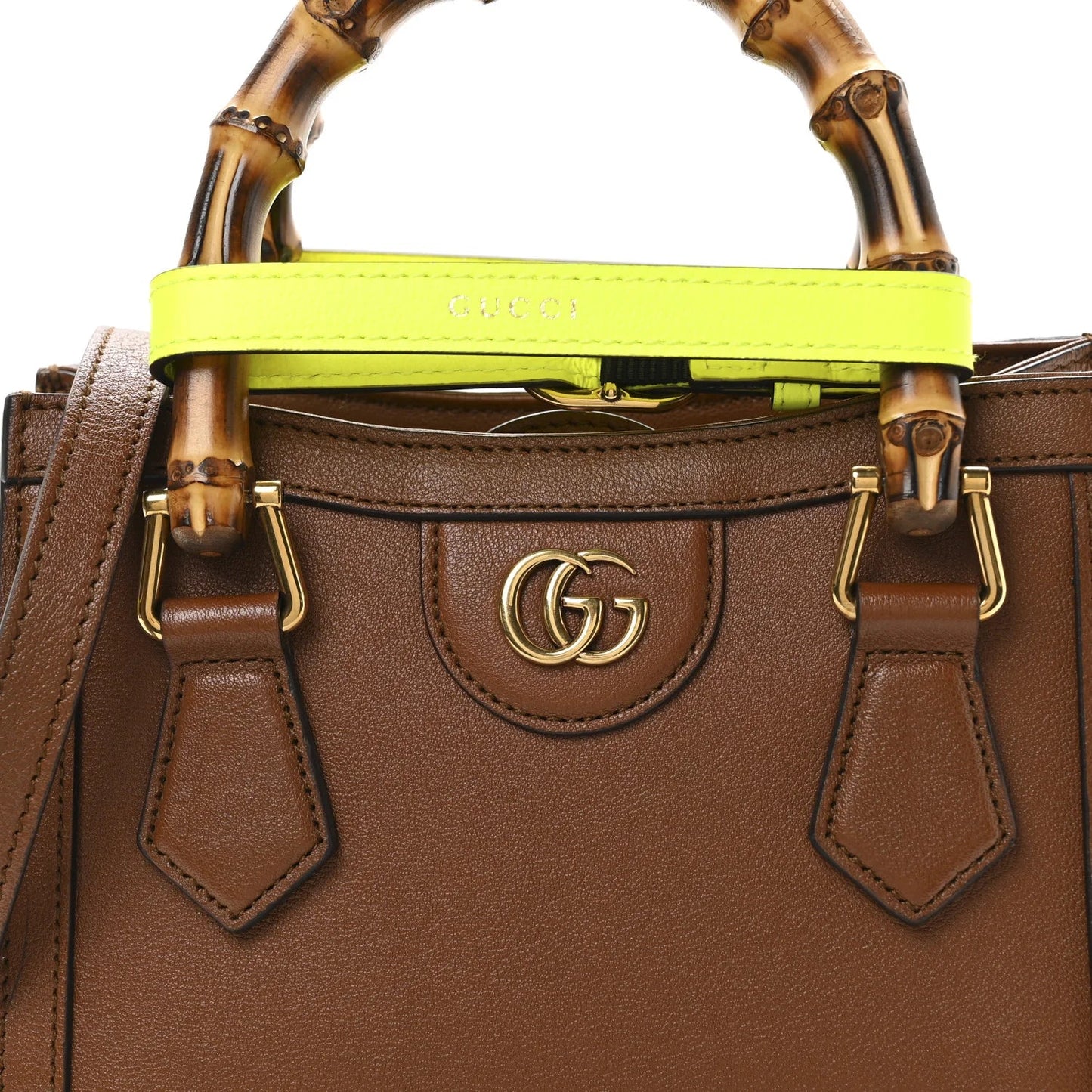 Wonka Grain Calfskin Mini Diana Tote Bag Cuir Yellow Fluo