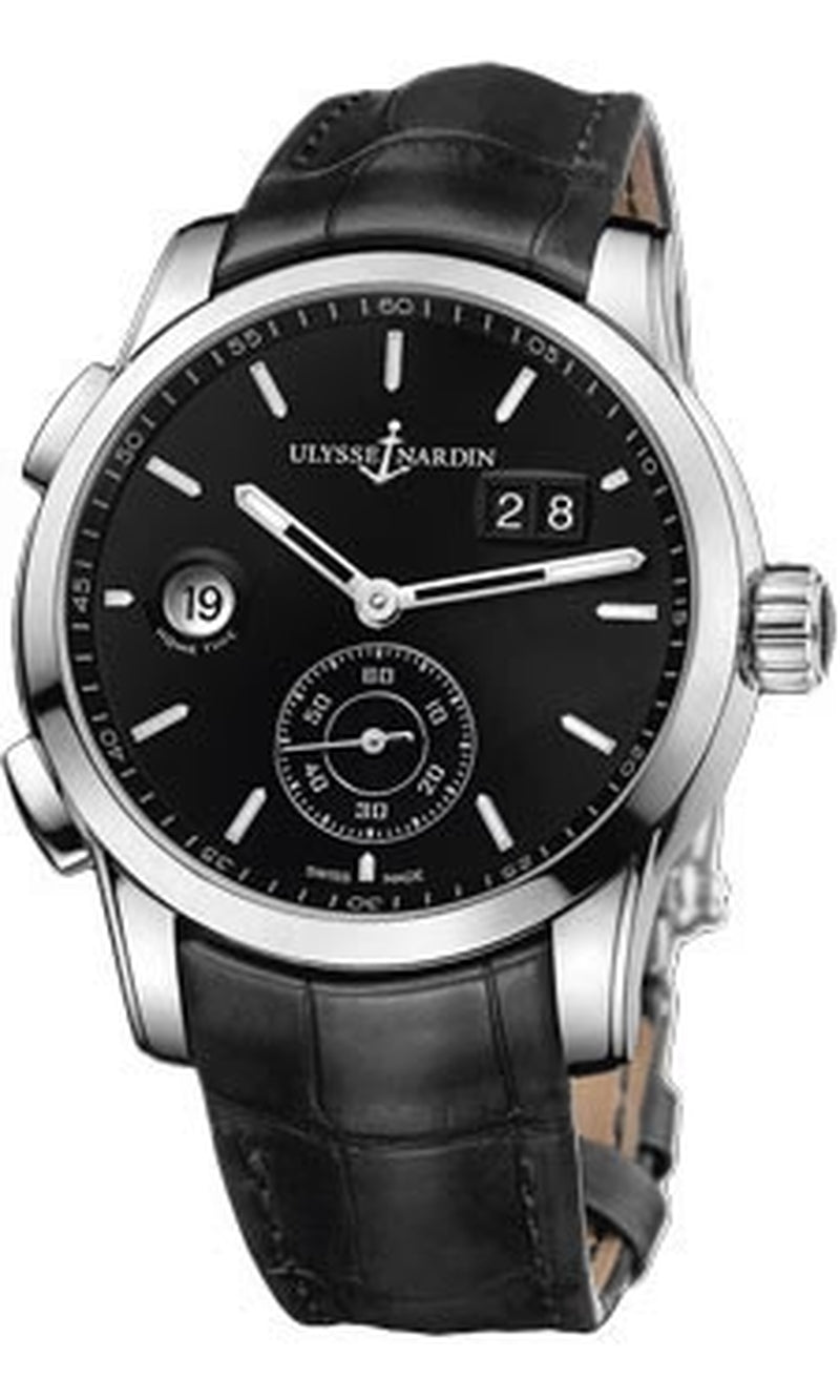 '- Dual Time Manufacture - Stainless Steel - Leather Strap