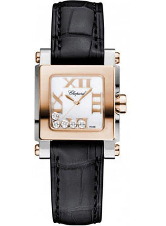'- Happy Sport - Square Mini - Stainless Steel and Rose Gold