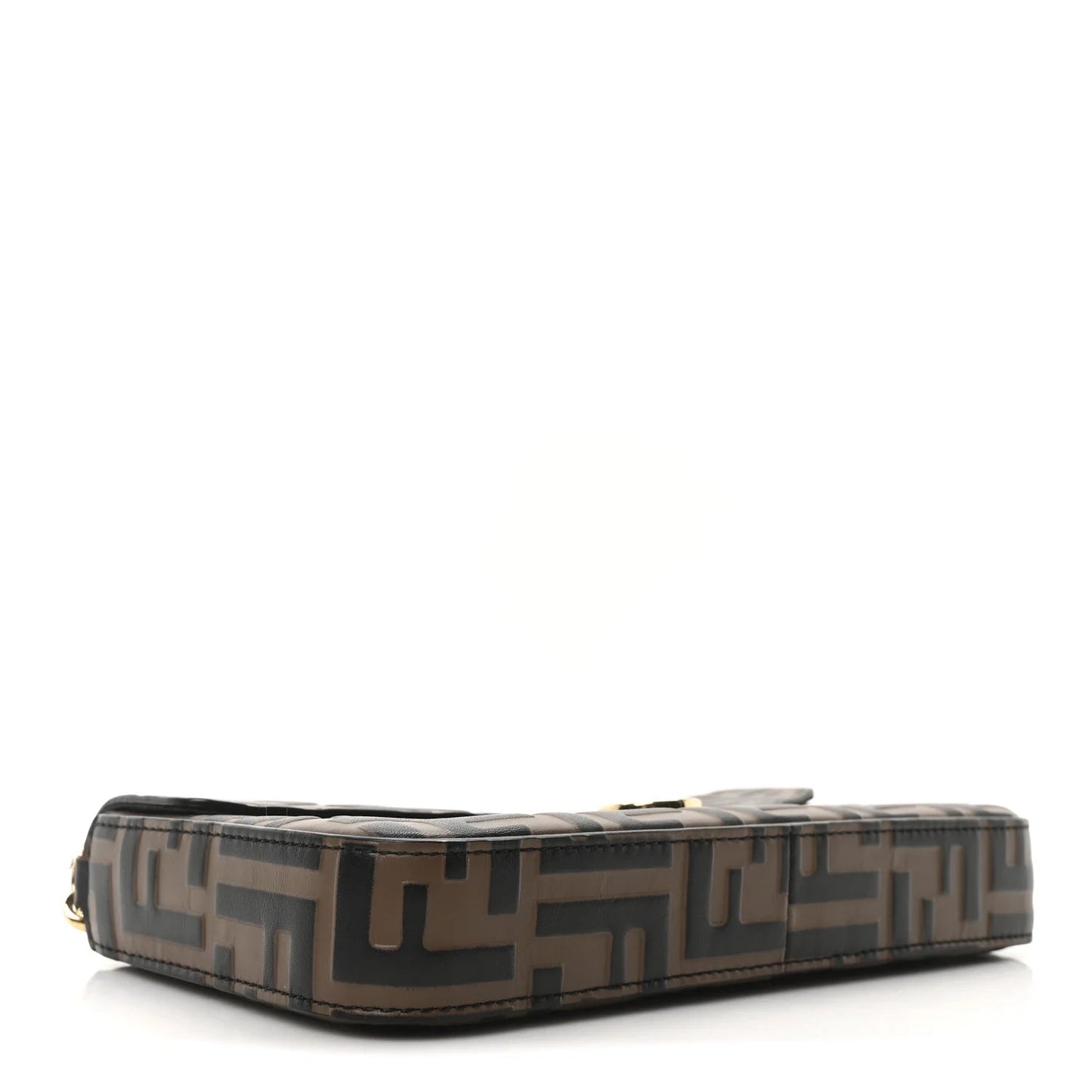 Vitello Soft F Is  Bi-Color FF 1974 Embossed Envelope Wallet on Chain with Pouches Maya Black