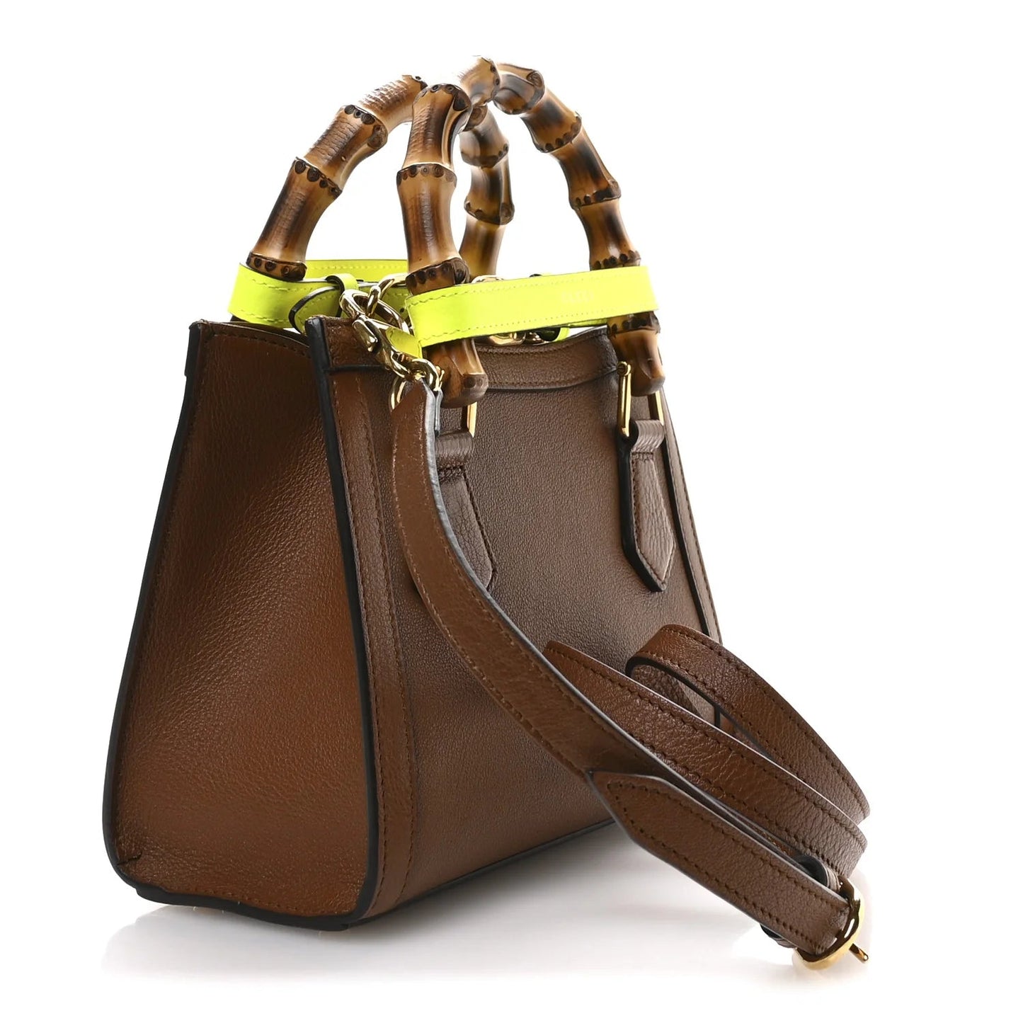 Wonka Grain Calfskin Mini Diana Tote Bag Cuir Yellow Fluo