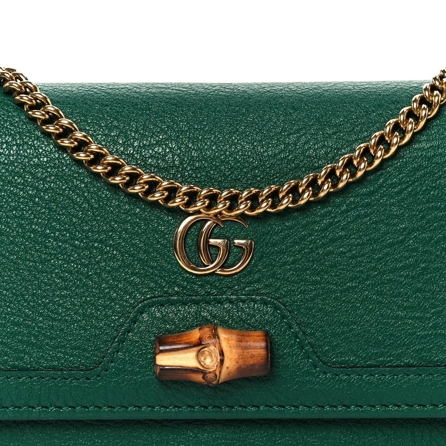 Wonka Grain Calfskin Diana Chain Wallet Black