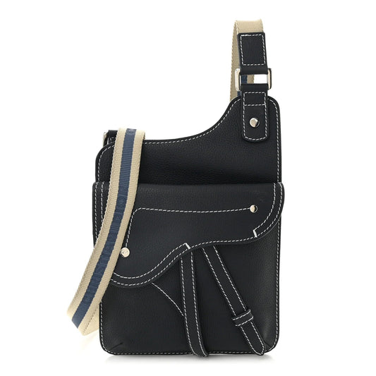 X KAWS Grained Calfskin Saddle Pouch Blue Multicolor