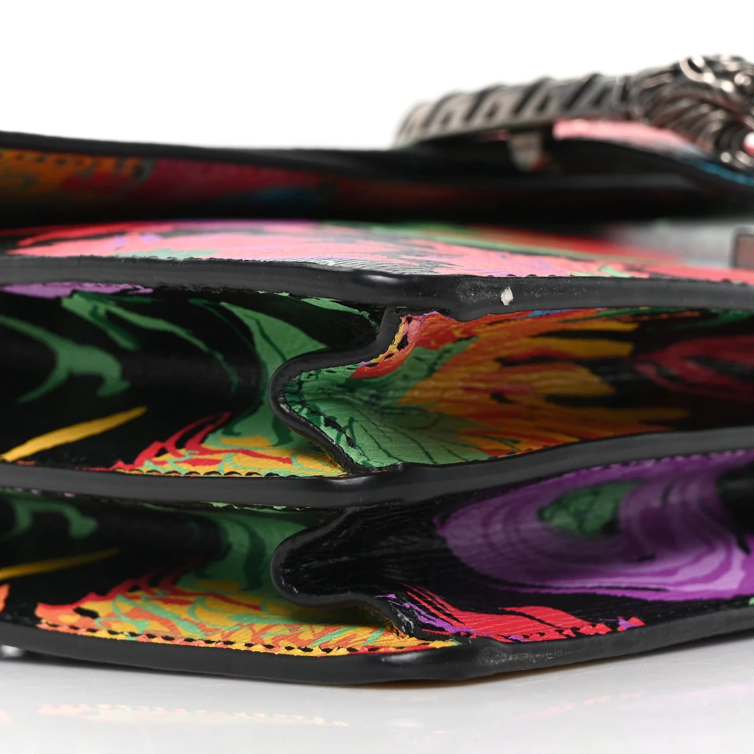 X KEN SCOTT New Shangai Calfskin Jenny Floral Print Small Dionysus Shoulder Bag Black Pink