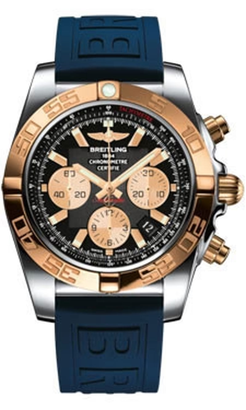'- Chronomat 44 Steel and Rose Gold Polished Bezel - Diver Pro III Strap