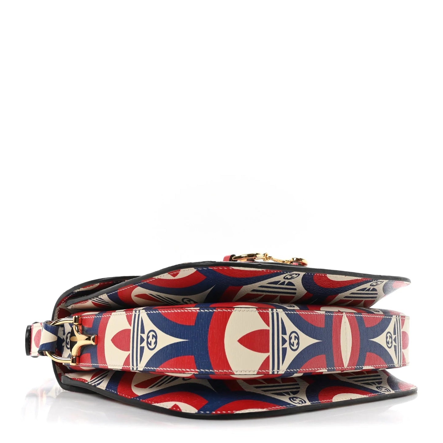 X adidas Shangai Calfskin Web Trefoil Interlocking G Small Horsebit 1955 Shoulder Bag Red White Blue