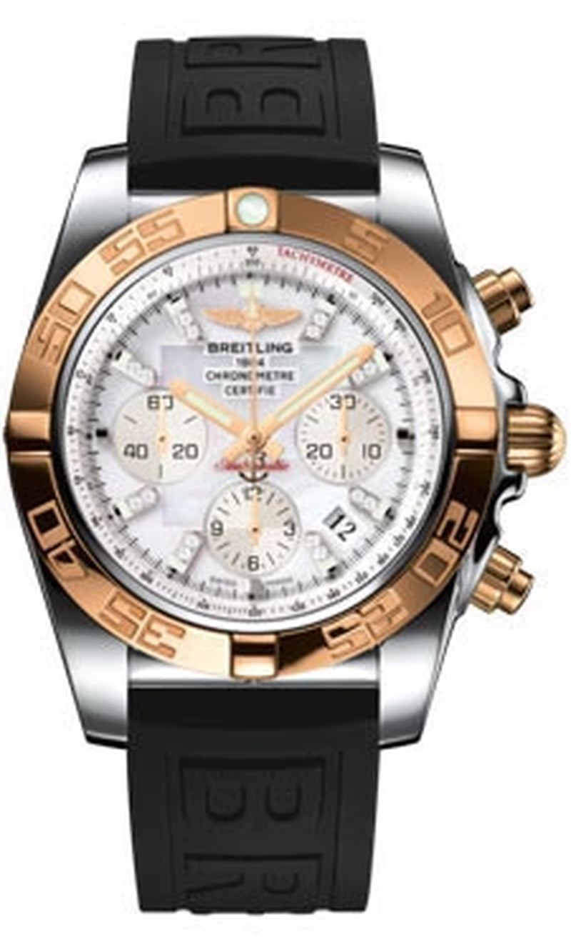 '- Chronomat 44 Steel and Rose Gold Polished Bezel - Diver Pro III Strap