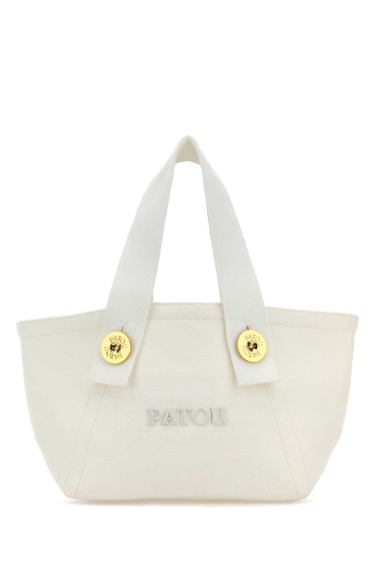 WHITE CANVAS TRAPEZE HANDBAG
