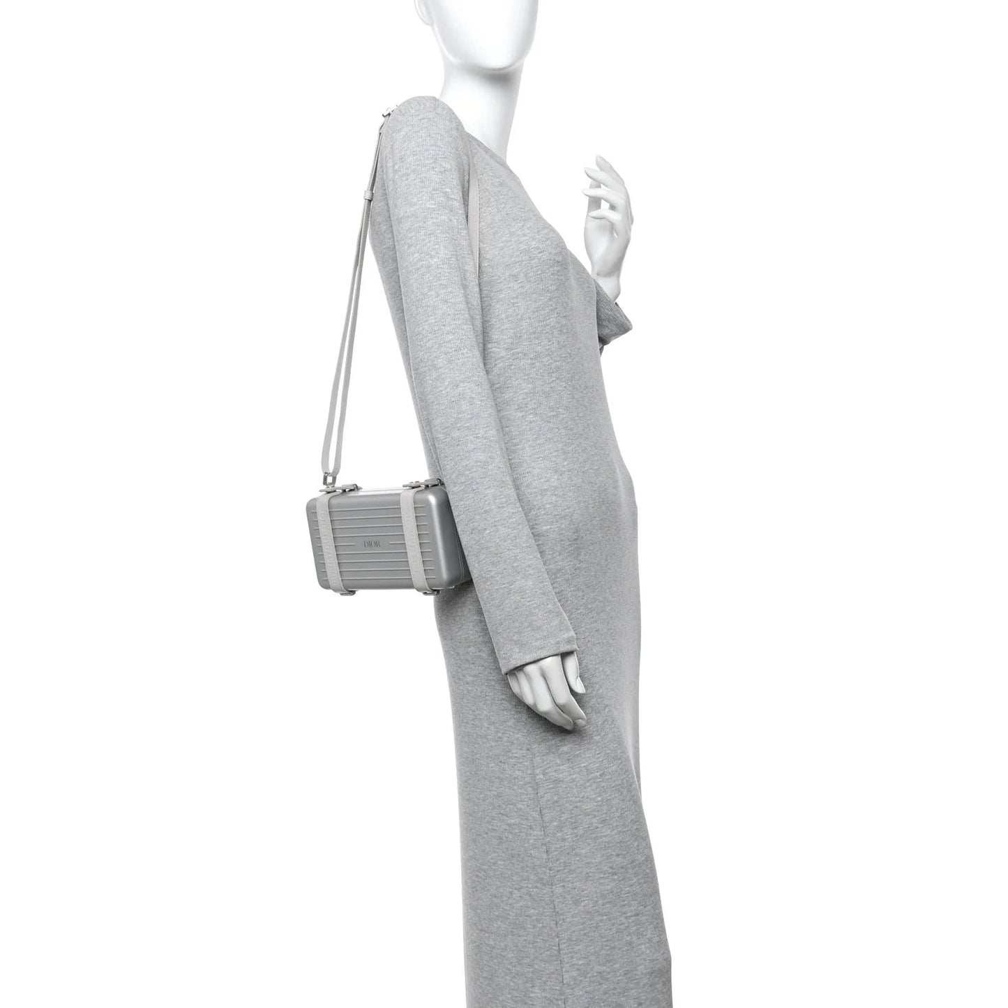 X RIMOWA Aluminum Personal Clutch on Strap Silver