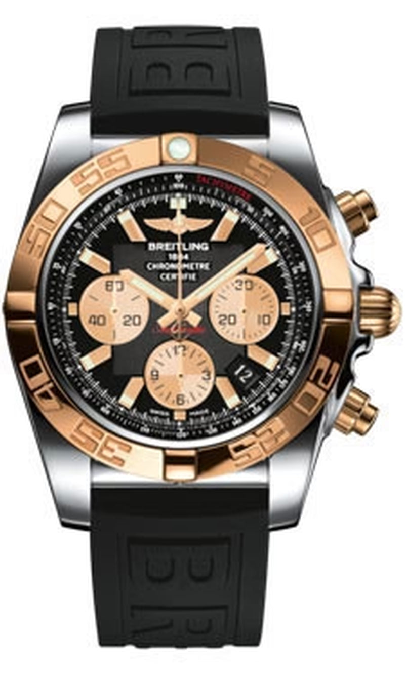 '- Chronomat 44 Steel and Rose Gold Polished Bezel - Diver Pro III Strap
