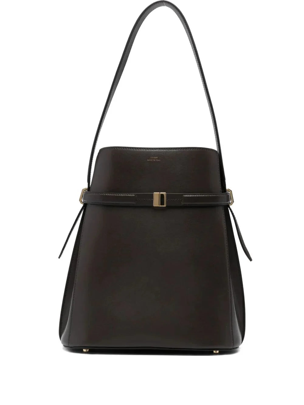 "BELTED LEATHER" BUCKET BAG