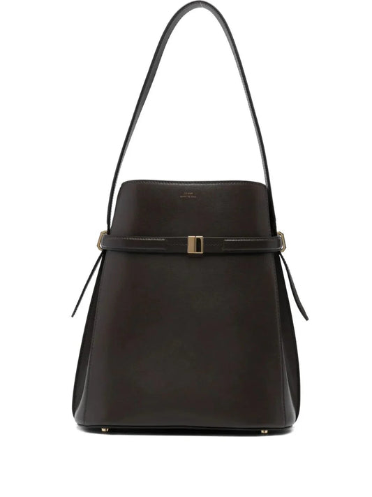 "BELTED LEATHER" BUCKET BAG