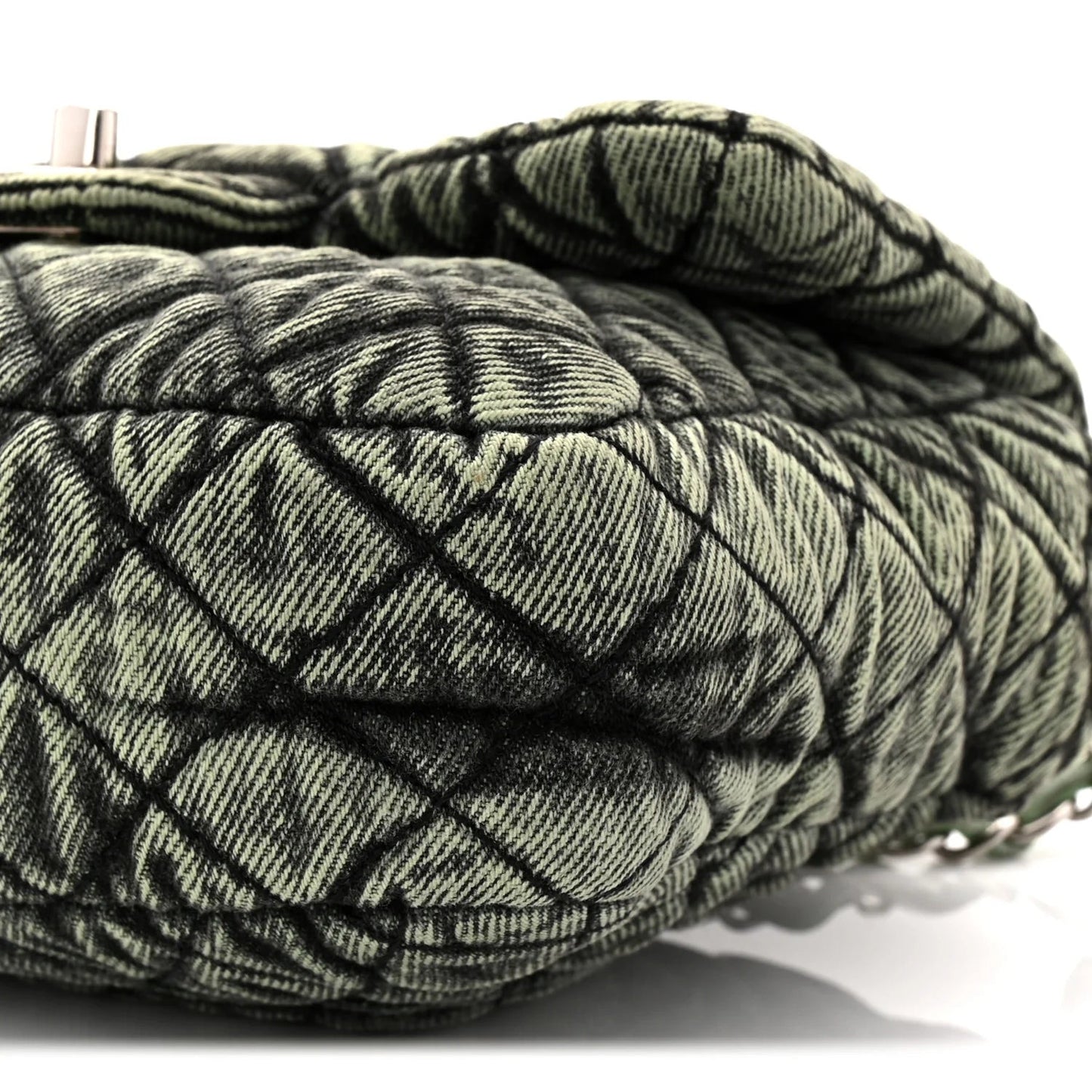 Washed Denim Quilted Small Denimpression Flap Green Black