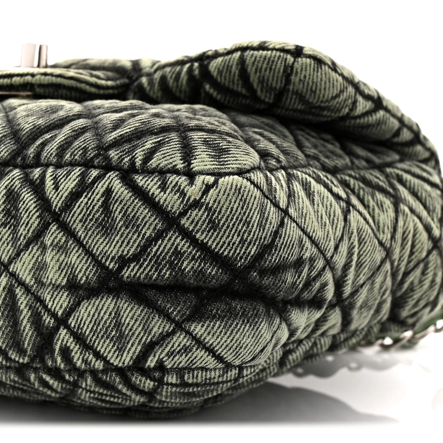 Washed Denim Quilted Small Denimpression Flap Green Black