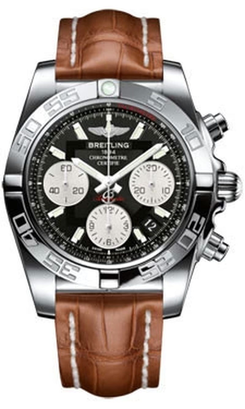 '- Chronomat 41 Steel Polished Bezel - Croco Strap