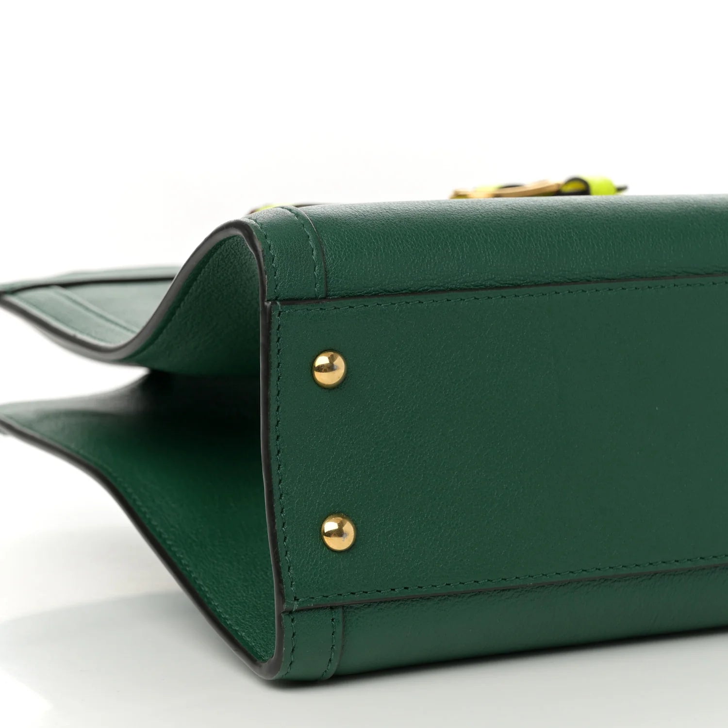 Wonka Grain Calfskin Small Diana Tote Bag Green Yellow Fluo