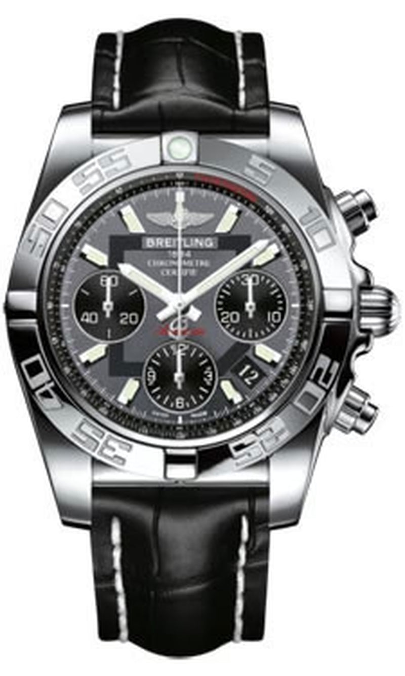 '- Chronomat 41 Steel Polished Bezel - Croco Strap