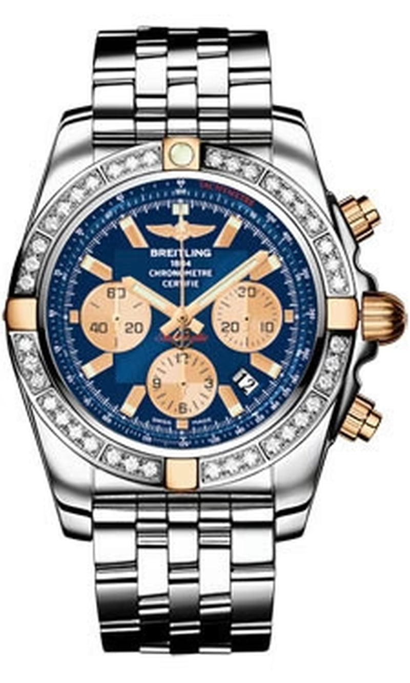 '- Chronomat 44 Two-Tone 40 Diamond Bezel - Pilot Steel Bracelet