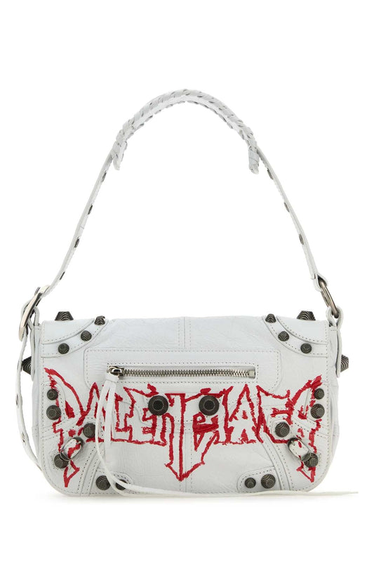 WHITE LEATHER LE CAGOLE XS DIY METAL CROSSBODY BAG