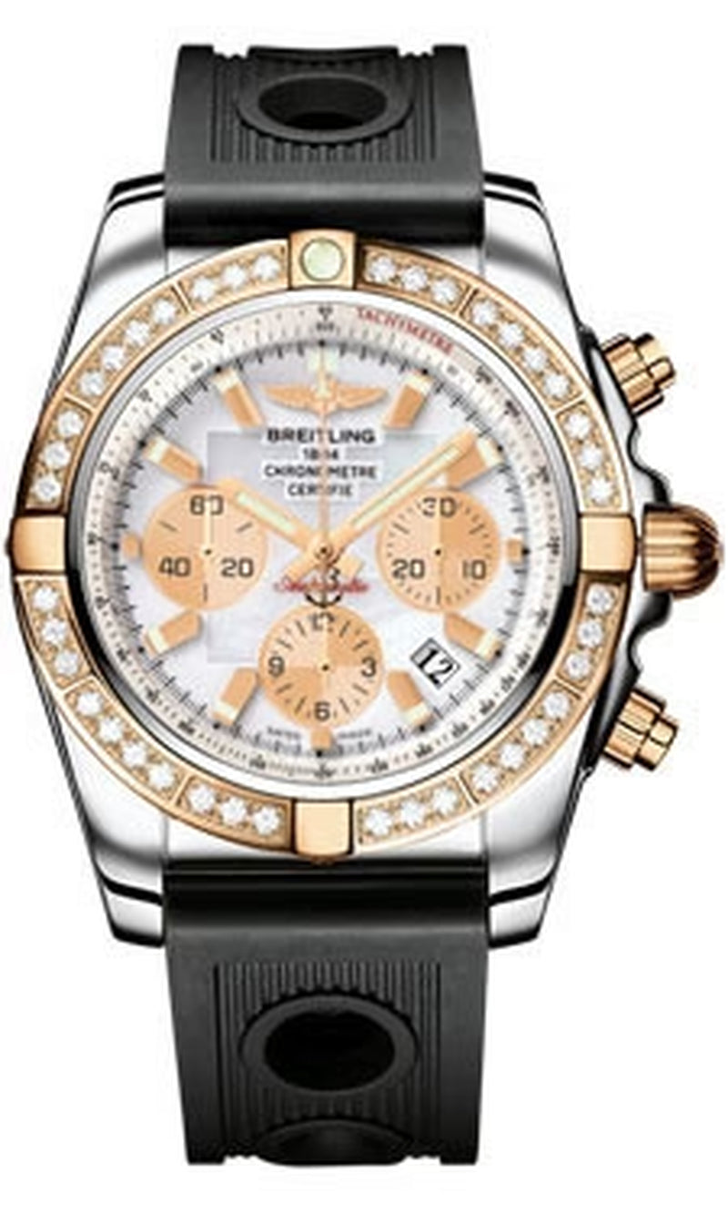 '- Chronomat 44 Steel and Rose Gold 40 Diamond Bezel - Ocean Racer Strap