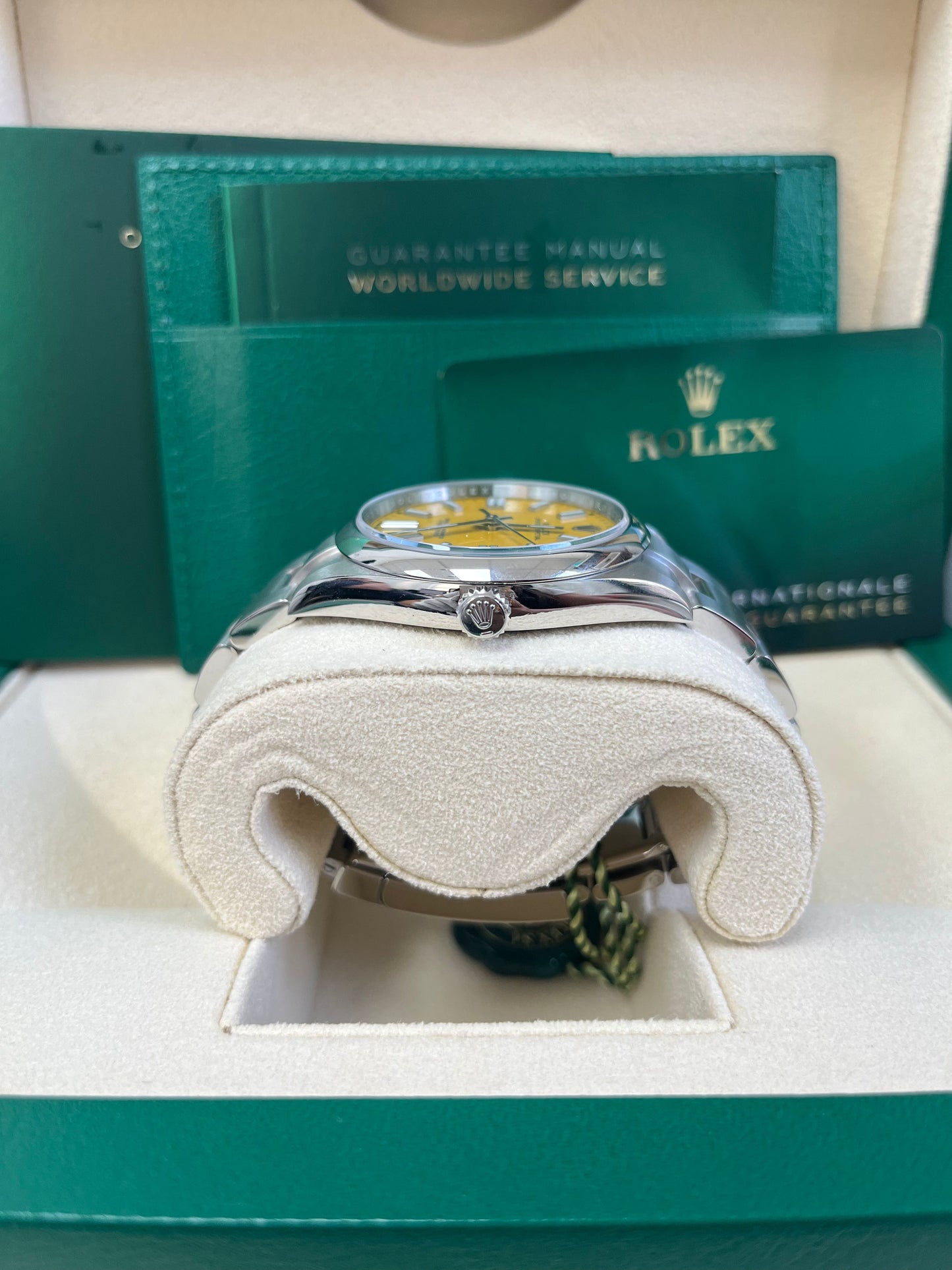Rolex Oyster Perpetual 41 Stainless Steel/ Sunflower Yellow Dial/ Oyster Bracelet (Ref# 124300)