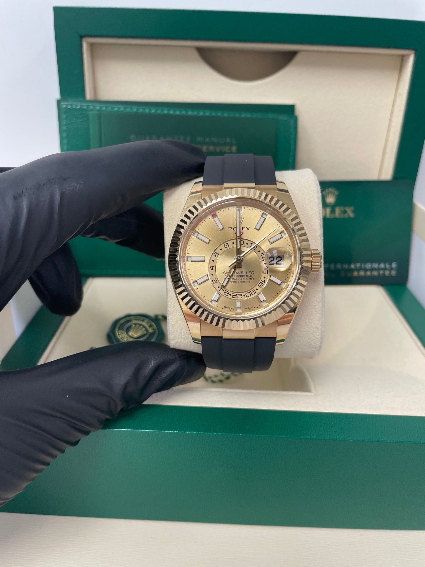 Rolex Sky-Dweller Yellow Gold - Champagne Index Dial - Oysterflex Bracelet -  (Ref# 326238)