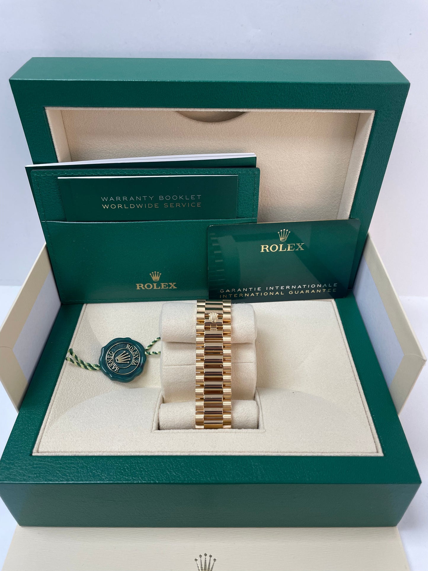 Rolex Yellow Gold Day-Date 40 Watch - Yellow Gold Bezel - Champagne Index Dial - President Bracelet ( Ref# 228348RBR)