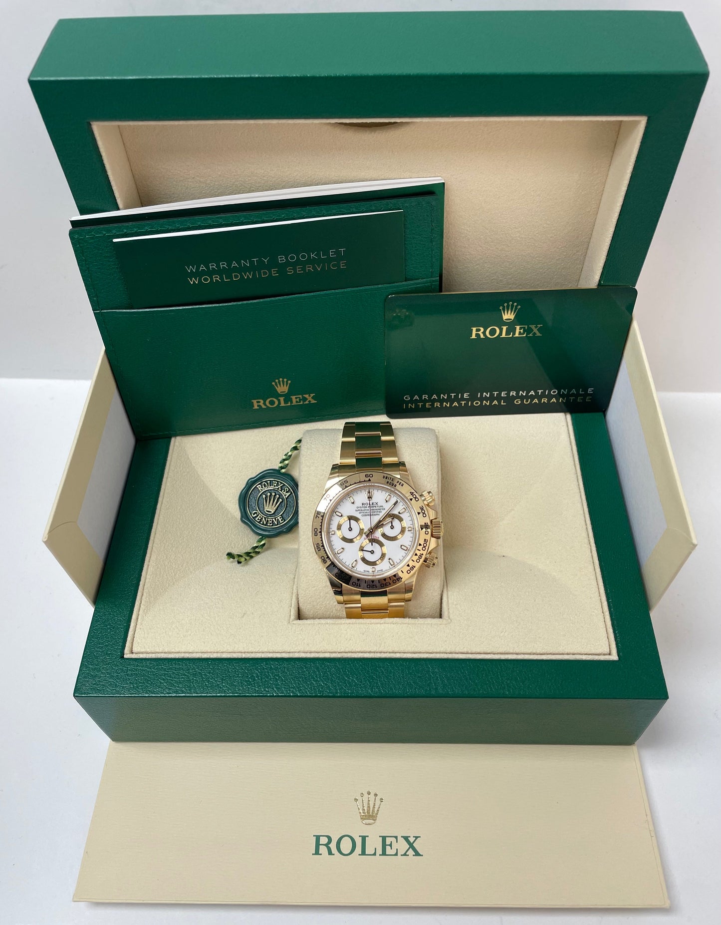 Rolex Yellow Gold Cosmograph Daytona 40 Watch - White Index Dial (Ref # 116508)