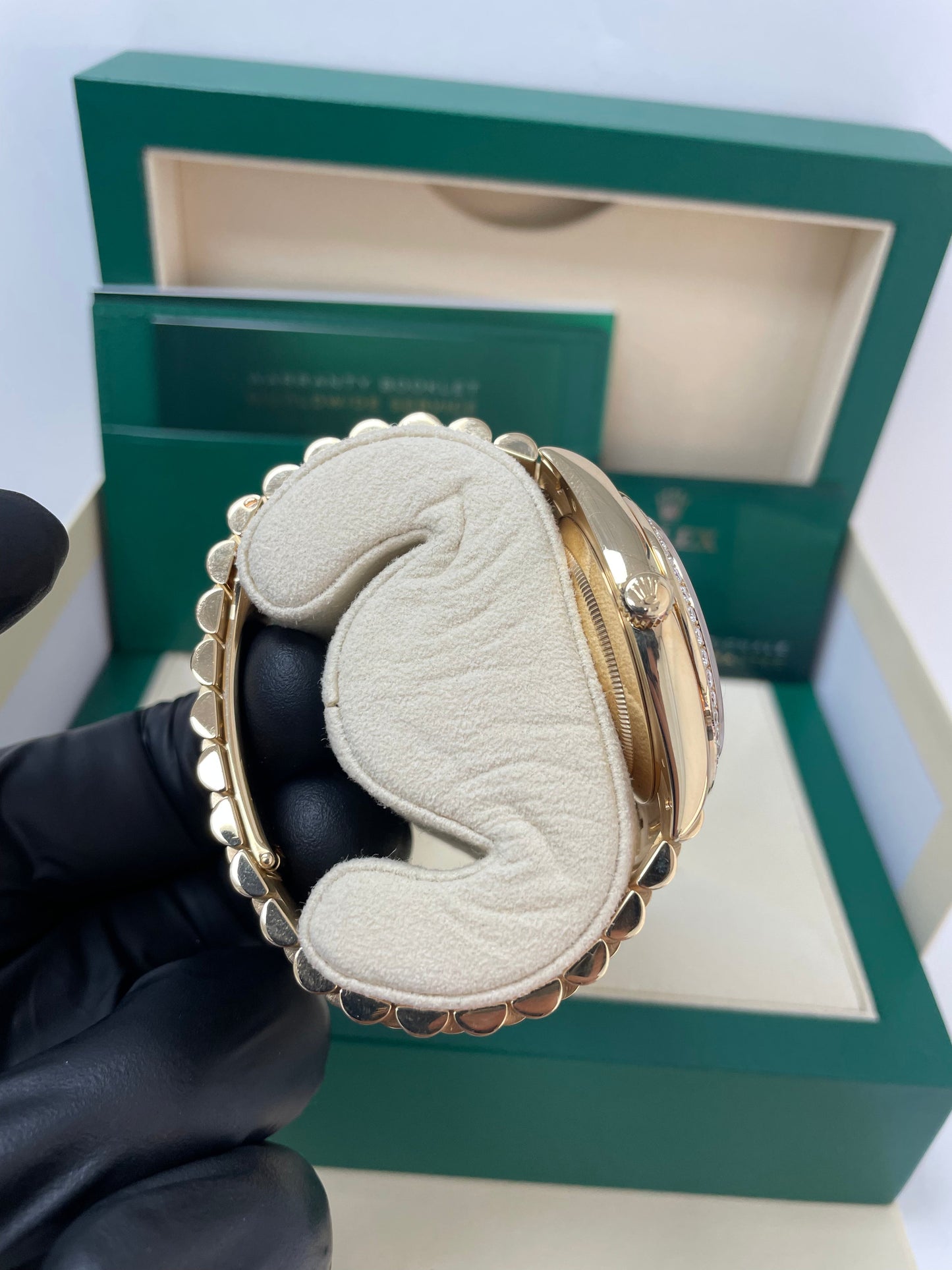 Rolex Yellow Gold Day-Date 40 Watch - Yellow Gold Bezel - Champagne Index Dial - President Bracelet ( Ref# 228348RBR)