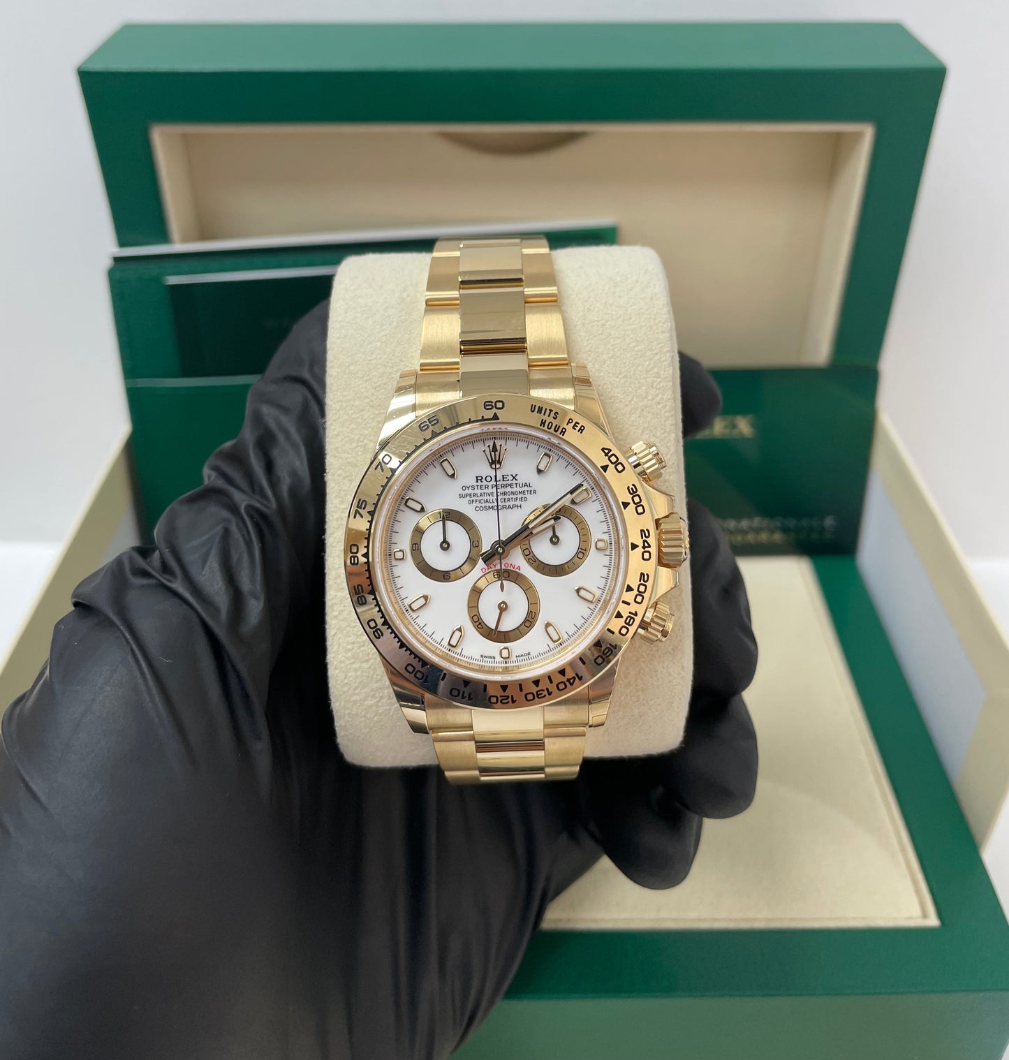 Rolex Yellow Gold Cosmograph Daytona 40 Watch - White Index Dial (Ref # 116508)