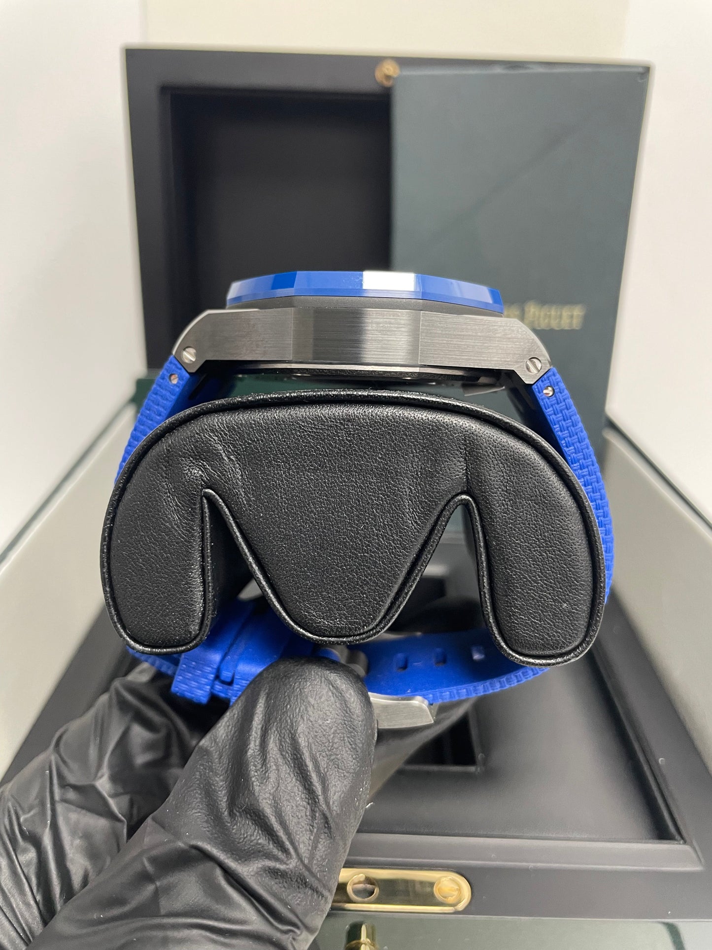 Audemars Piguet Royal Oak Offshore Selfwinding Chronograph/ Stainless Steel/ Blue Strap/ Blue Dial / White Sub-Dials/ Blue Ceramic Bezel (Ref#26405CE.OO.A030CA.01)