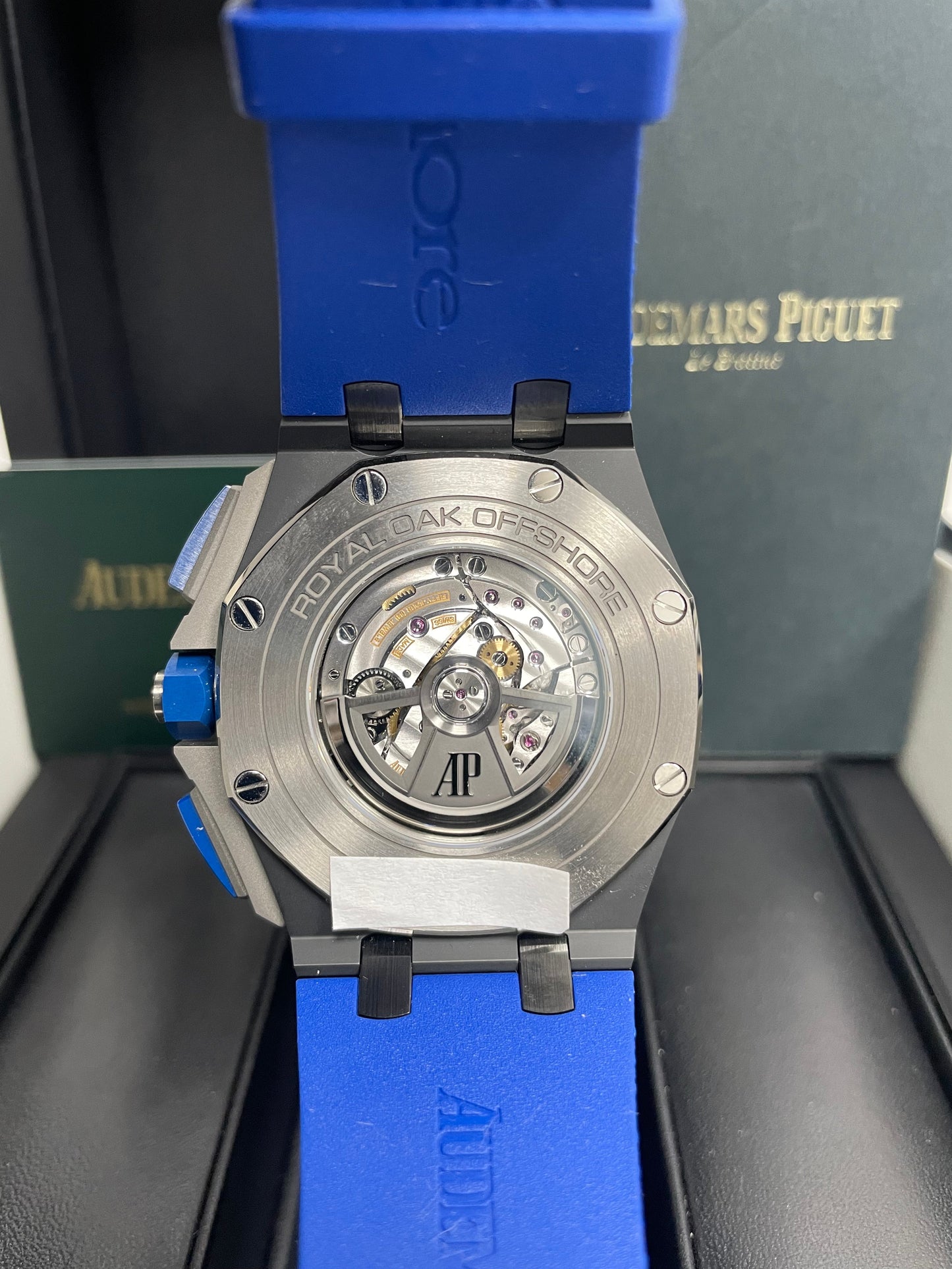 Audemars Piguet Royal Oak Offshore Selfwinding Chronograph/ Stainless Steel/ Blue Strap/ Blue Dial / White Sub-Dials/ Blue Ceramic Bezel (Ref#26405CE.OO.A030CA.01)