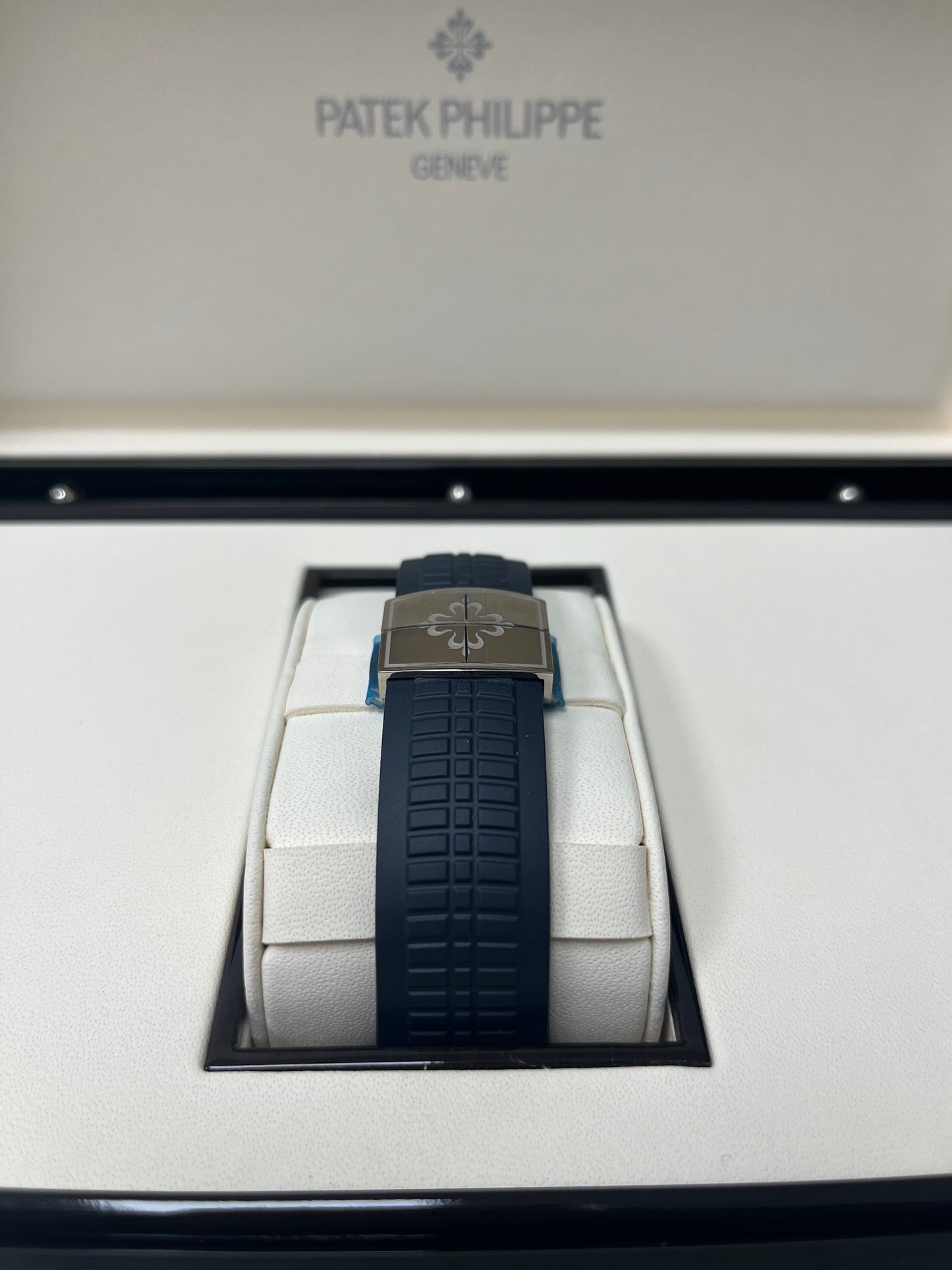 Patek Philippe Aquanaut White Gold/ Blue Embossed Dial (Ref#5168G-001)