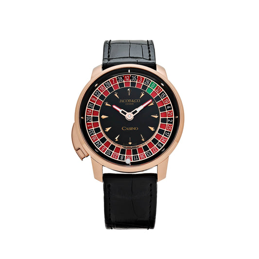 Jacob & Co. 'The Casino Tourbillon' CA100.40.AA.AA.ABALA Rose Gold Black Onyx Dial Limited Edition